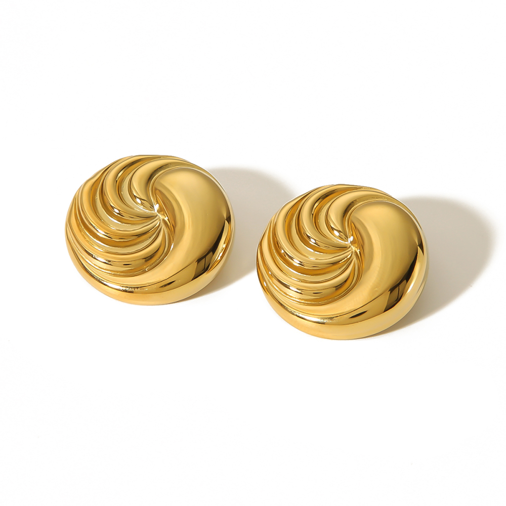1 Paire De Boucles D'Oreilles À Tige Géométriques Quotidiennes En Acier Inoxydable Plaqué Or  Pour Femme Image6