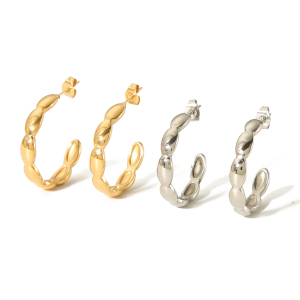 Une Paire De Boucles D'Oreilles Géométriques En Forme De C, Simples Et Élégantes, En Acier Inoxydable Plaqué Or, Pour Bijoux Féminins Au Quotidien. h5 Image5