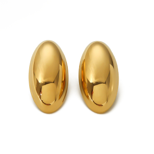1 Paire De Boucles D'Oreilles Ovales Longues Et Brillantes En Acier Inoxydable Plaqué Or  Pour Bijoux Pour Femmes À Porter Au Quotidien h5 Image6