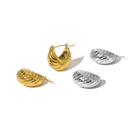 1 paire de boucles d'oreilles créoles classiques en acier inoxydable plaqué or  pour femmes à porter au quotidien 2