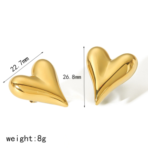 1 Paire De Boucles D'Oreilles Simples En Acier Inoxydable Plaqué Or  En Forme De Cœur Pour Les Bijoux Quotidiens Des Femmes h5 Image5