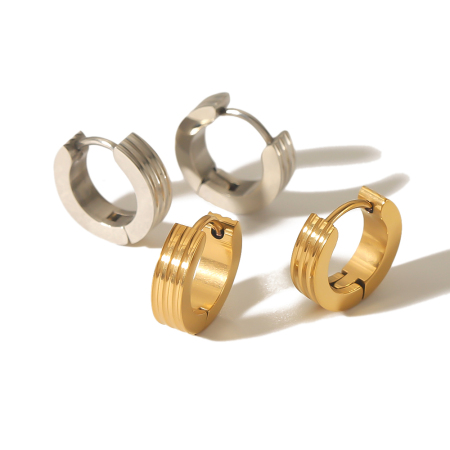 1 paire de boucles d'oreilles créoles géométriques classiques simples en acier inoxydable plaqué or  pour femmes, bijoux à porter au quotidien 2