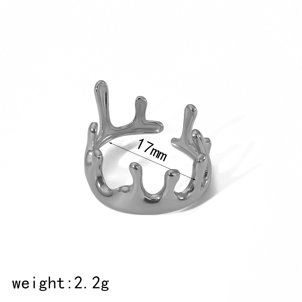 1 Pièce De Bague Ouverte Géométrique Irrégulière En Acier Inoxydable Plaqué Or Simple Et À La Mode, Adaptée Au Port Quotidien Des Femmes Image7