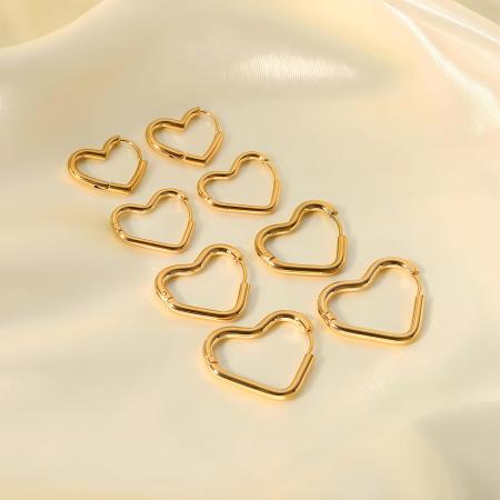1 paire de boucles d'oreilles simples classiques en acier inoxydable plaqué or  en forme de cœur géométrique pour bijoux pour femmes à porter au quotidien 2