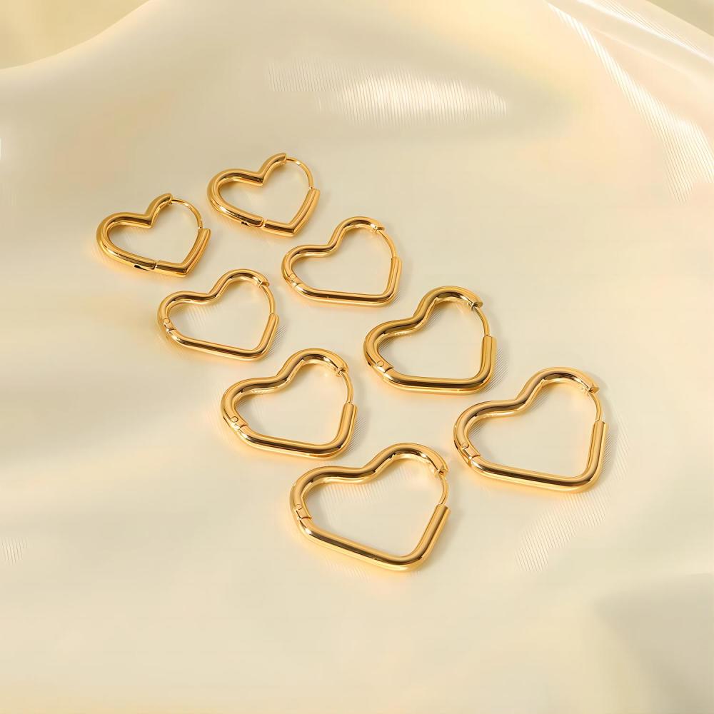 1 Paire De Boucles D'Oreilles Simples Classiques En Acier Inoxydable Plaqué Or En Forme De Cœur Géométrique Pour Bijoux Pour Femmes À Porter Au Quotidien Image3