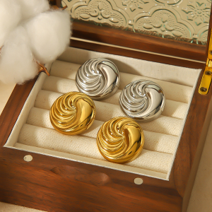 1 Paire De Boucles D'Oreilles À Tige Géométriques Quotidiennes En Acier Inoxydable Plaqué Or Pour Femme h5 Image3