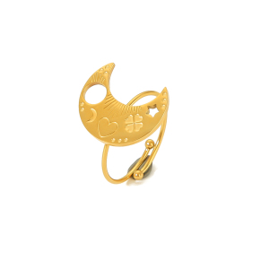 1 Pièce De Bague Réglable En Forme De Cœur En Acier Inoxydable Plaqué Or  Pour Femme, Bijou Classique À Porter Au Quotidien h5 Image6