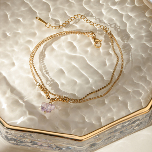 Bracelet De Cheville Papillon En Forme De Goutte D'Huile, Style Européen Et Américain Transfrontalier, Tempérament De Mode Estivale, En Acier Inoxydable Or ,  h5 Image6