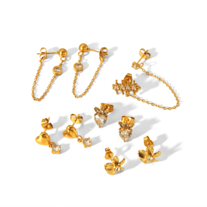1 Paire De Boucles D'Oreilles Exquises Et À La Mode En Acier Inoxydable Plaqué Or  En Forme De Cœur Pour Femmes À Porter Au Quotidien h5 Image5