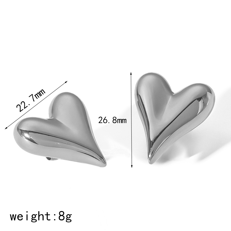 1 Paire De Boucles D'Oreilles Simples En Acier Inoxydable Plaqué Or  En Forme De Cœur Pour Les Bijoux Quotidiens Des Femmes Image6