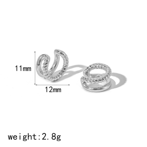 1 Paire De Clips D'Oreilles Élégants En Acier Inoxydable Plaqué Or, À Motif Géométrique Torsadé, Pour Un Usage Quotidien. h5 Image6