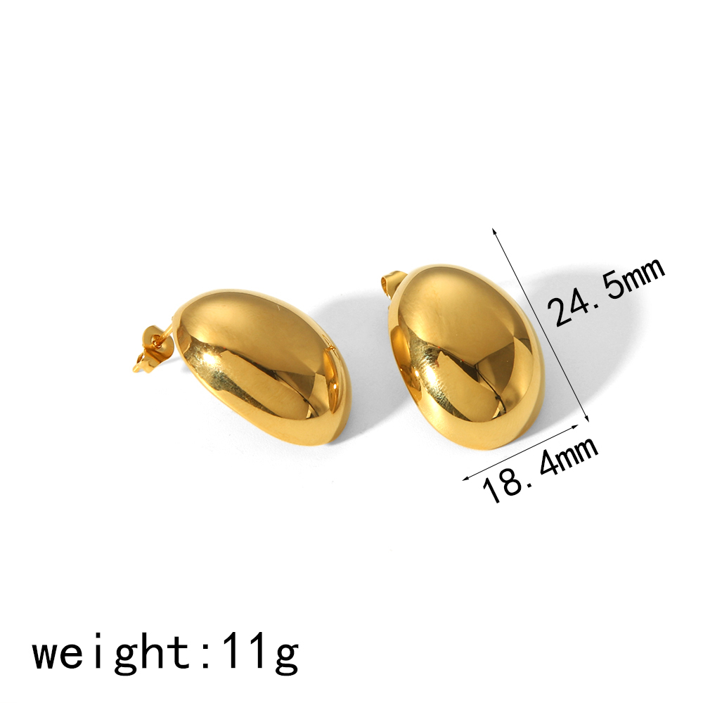 1 Paire De Boucles D'Oreilles Ovales Polies Classiques De Haute Qualité En Acier Inoxydable  Pour Femmes, Bijoux À Porter Au Quotidien Image6