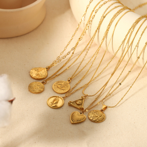1 Pièce De Collier Pendentif En Forme De Cœur En Acier Inoxydable Plaqué Or  Simple Et Élégant Pour Bijoux Pour Femmes À Porter Au Quotidien h5 Image5
