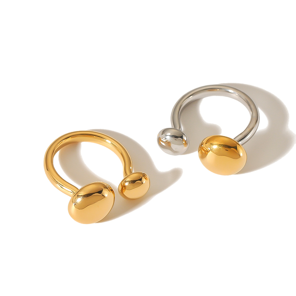 1 Pièce De Bague Ouverte Ronde Géométrique En Acier Inoxydable Plaqué Or , Élégante Et Stylée, Adaptée Au Port Quotidien Des Femmes Image6
