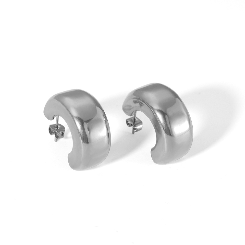 1 Paire De Boucles D'Oreilles Classiques Simples En Acier Inoxydable Plaqué Or Poli En Forme De C Pour Bijoux Pour Femmes À Porter Au Quotidien Image7