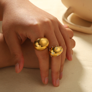 1 Pièce De Bague Dauphin En Diamant En Acier Inoxydable Plaqué Or  Créative Et À La Mode Adaptée Au Port Quotidien Des Femmes h5 Image2