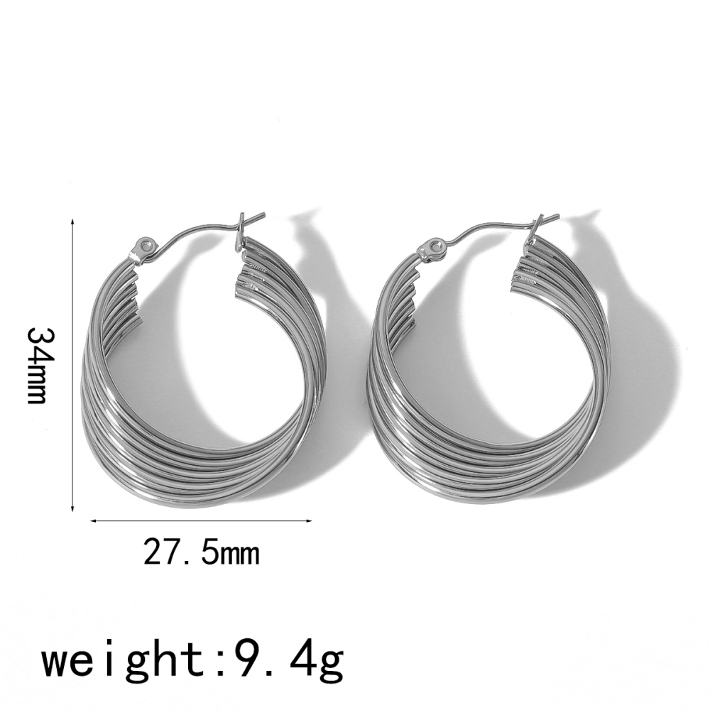 1 Paire De Boucles D'Oreilles Géométriques Classiques Personnalisées En Acier Inoxydable Plaqué Or À Cinq Fils Pour Un Usage Quotidien Pour Les Femmes Image7