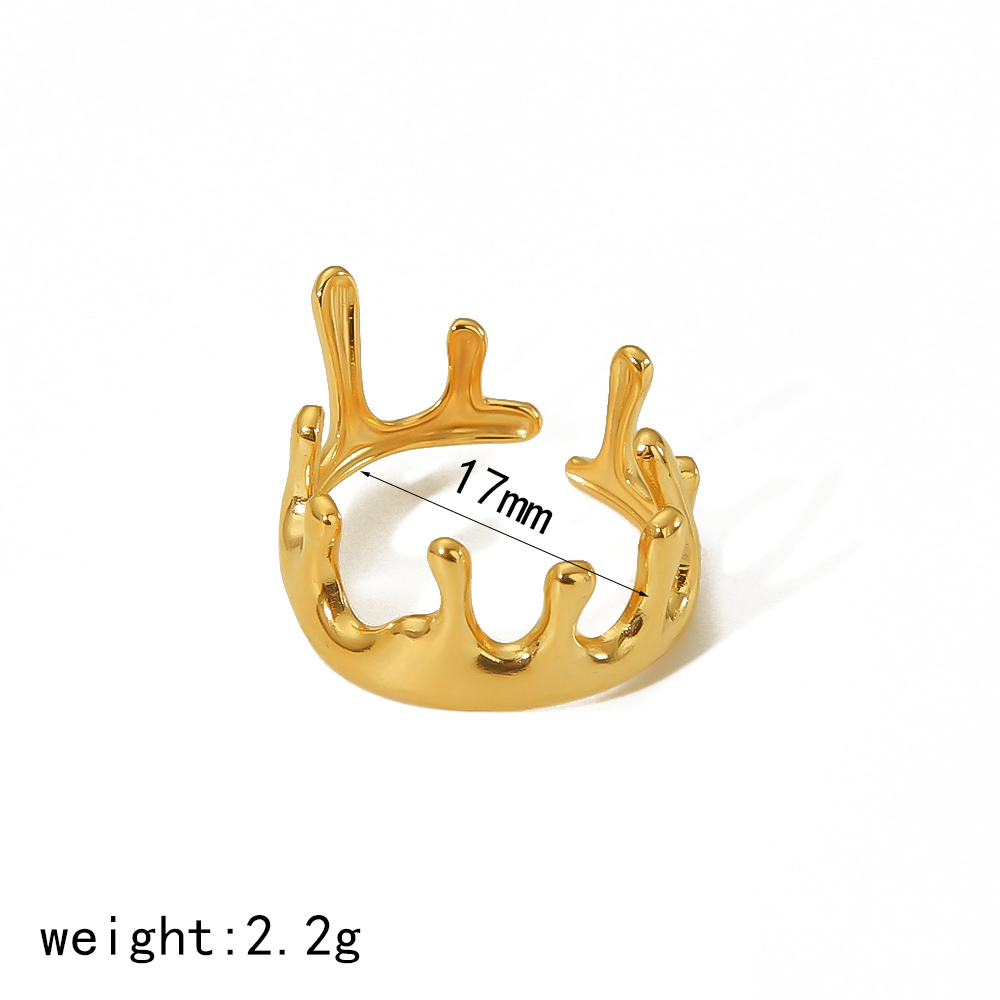 1 Pièce De Bague Ouverte Géométrique Irrégulière En Acier Inoxydable Plaqué Or  Simple Et À La Mode, Adaptée Au Port Quotidien Des Femmes Image6