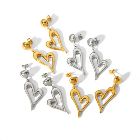 1 paire de boucles d'oreilles pendantes d'amour personnalisées en acier inoxydable plaqué or , adaptées au port quotidien des femmes 2