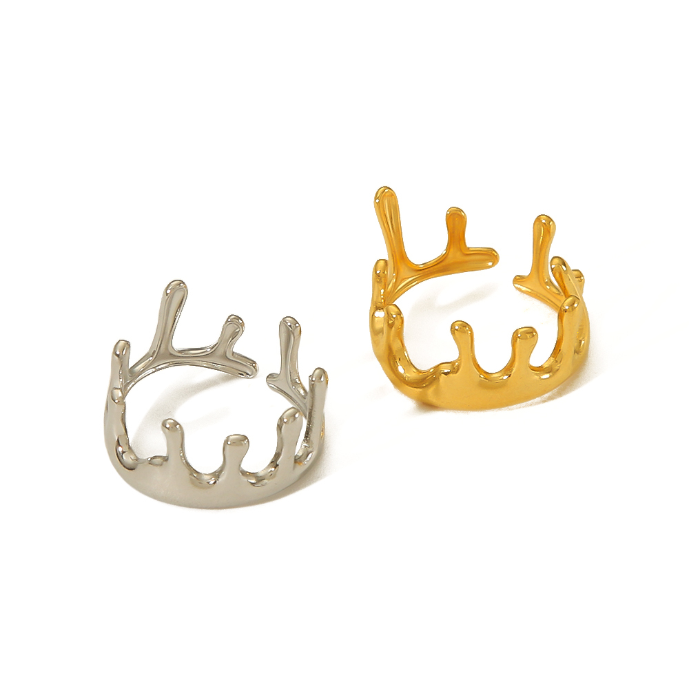 1 Pièce De Bague Ouverte Géométrique Irrégulière En Acier Inoxydable Plaqué Or  Simple Et À La Mode, Adaptée Au Port Quotidien Des Femmes Image5