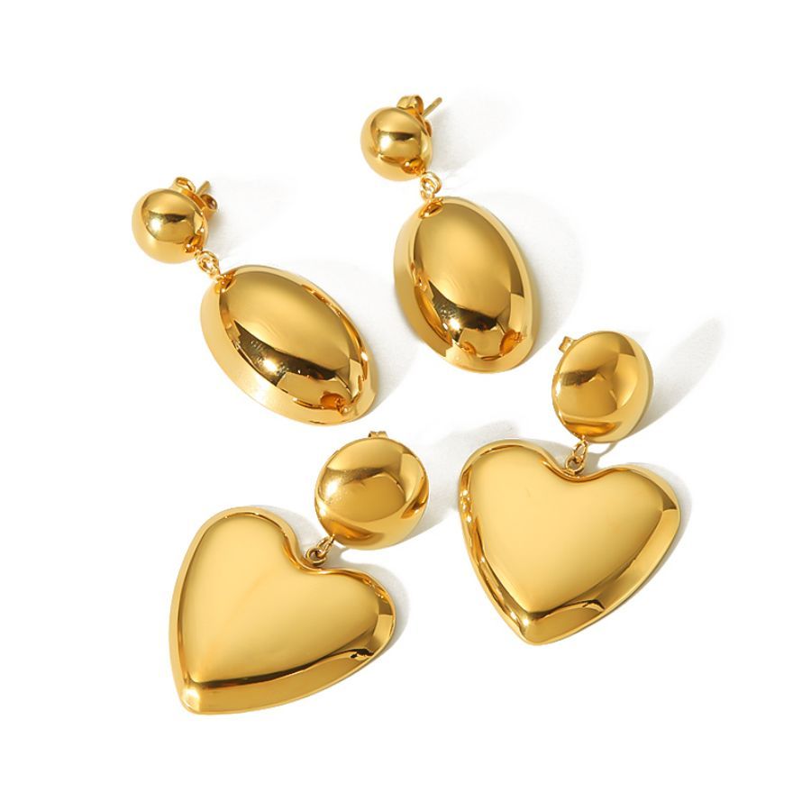 1 Paire De Boucles D'Oreilles Pendantes Ovales Géométriques Brillantes En Acier Inoxydable Plaqué Or Personnalisées Pour Bijoux Pour Femmes À Porter Au Quotidien Image5
