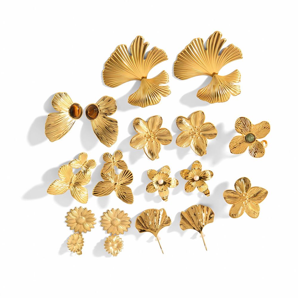 1 Paire De Boucles D'Oreilles Puces Élégantes À Fleurs En Acier Inoxydable Étanches Pour Femmes Image6