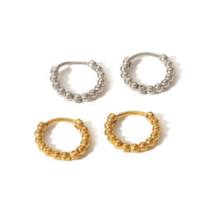 1 Paire De Boucles D'Oreilles Rondes En Acier Inoxydable Plaqué Or 19 Carats, Simples Et Tendance, Pour Femmes, À Porter Au Quotidien h5 Image4