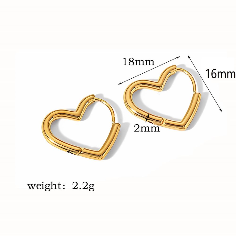 1 Paire De Boucles D'Oreilles Simples Classiques En Acier Inoxydable Plaqué Or En Forme De Cœur Géométrique Pour Bijoux Pour Femmes À Porter Au Quotidien Image5