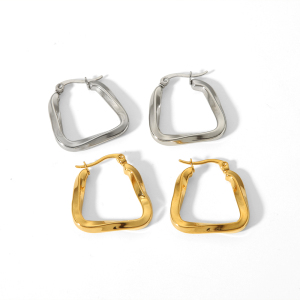 1 Paire De Boucles D'Oreilles Créoles Géométriques Irrégulières En Acier Inoxydable Plaqué Or , Simples Et À La Mode, Pour Bijoux Pour Femmes À Porter Au Quotidien h5 Image5