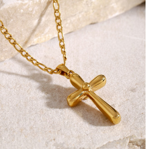 Collier Croix En Acier Inoxydable Or  Européen Et Américain Niche Collier Croix Simple En Acier Titane Haut De Gamme h5 Image7
