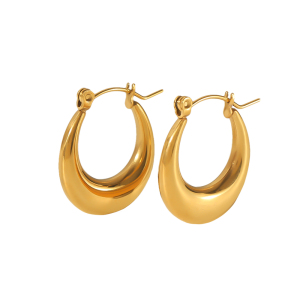1 Paire De Boucles D'Oreilles Classiques En Acier Inoxydable Plaqué Or  Polies Pour Femmes À Porter Au Quotidien h5 Image6