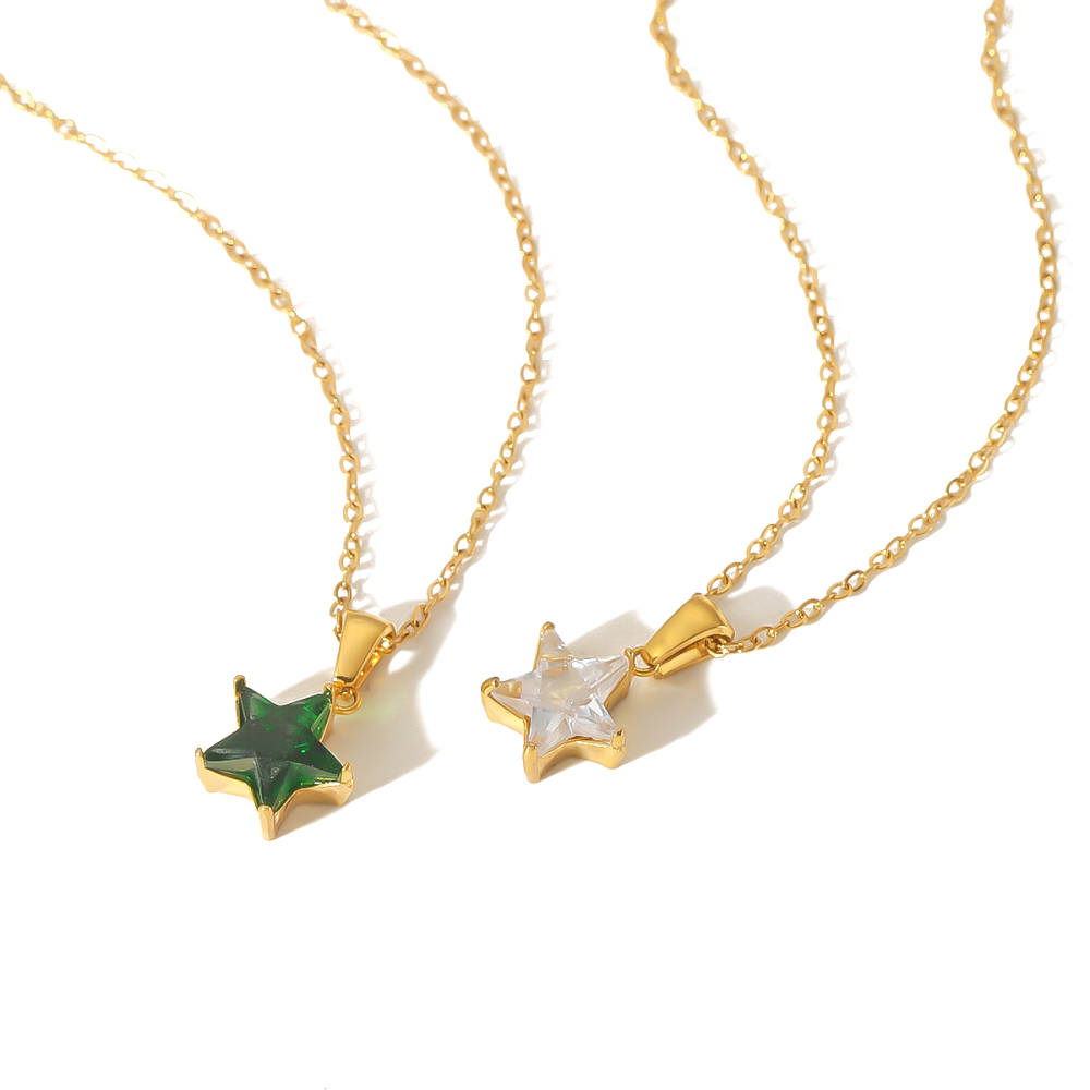1. Collier Pendentif Étoile Géométrique En Acier Inoxydable Plaqué Or , Simple Et Élégant, À Porter Au Quotidien Pour Les Femmes Image5