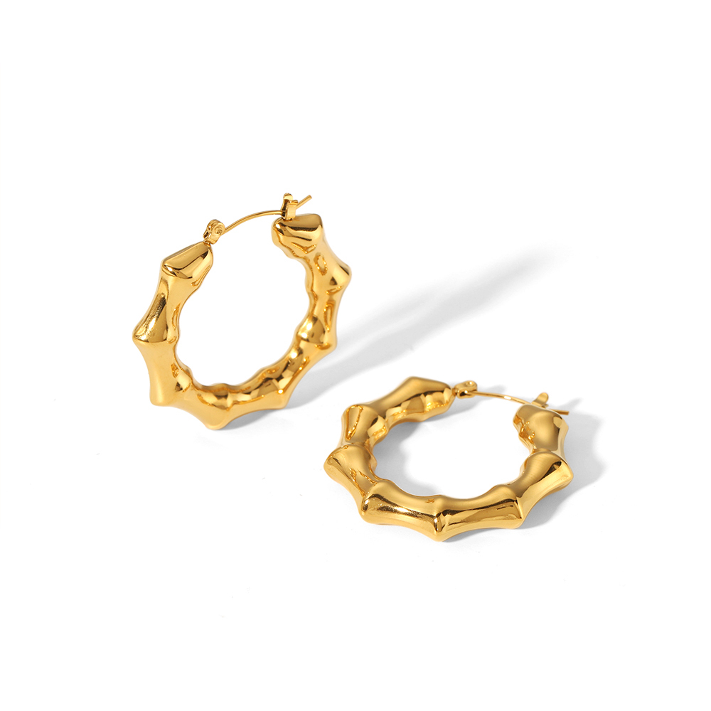 1 Paire De Boucles D'Oreilles Creuses Multi-Faces En Acier Inoxydable Plaqué Or  Pour Bijoux Pour Femmes À Porter Au Quotidien Image6