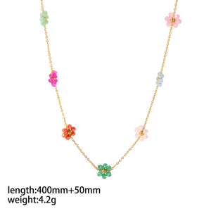 1 Pièce De Collier À Chaîne De Perles Colorées En Acier Inoxydable Plaqué Or  À La Mode Et Exquis Pour Bijoux Pour Femmes À Porter Au Quotidien h5 Image5