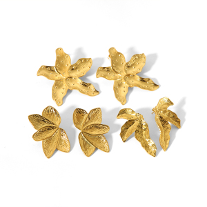 1 Paire De Boucles D'Oreilles En Forme De Feuille De Fleur En Acier Inoxydable Plaqué Or  Personnalisées Pour Bijoux Pour Femmes À Porter Au Quotidien h5 Image5