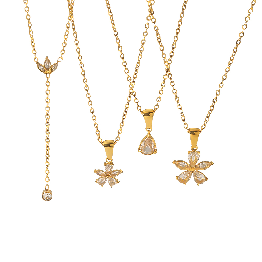 1 Pièce De Collier Pendentif Fleur En Diamant Géométrique En Acier Inoxydable Plaqué Or  Exquis Et À La Mode Pour Bijoux Pour Femmes À Porter Au Quotidien Image5