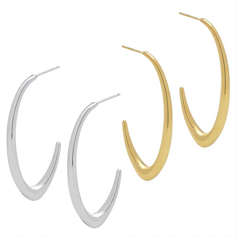 1 Paire De Boucles D'Oreilles Géométriques En Forme De C En Acier Inoxydable Plaqué Or  Personnalisées Pour Bijoux Pour Femmes À Porter Au Quotidien Image5