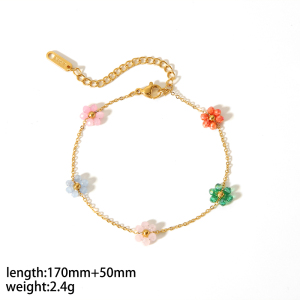 1 Pièce De Bracelet À Fleurs De Marguerite Coloré En Acier Inoxydable Plaqué Or  À La Mode Et Exquis Pour Bijoux Pour Femmes À Porter Au Quotidien h5 Image5