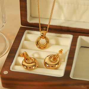 1 Paire De Boucles D'Oreilles Pendantes Géométriques Brillantes En Acier Inoxydable Plaqué Or  Pour Bijoux Pour Femmes À Porter Au Quotidien h5 Image3