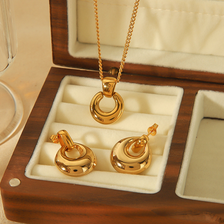 1 paire de boucles d'oreilles pendantes géométriques brillantes en acier inoxydable plaqué or  pour bijoux pour femmes à porter au quotidien 2