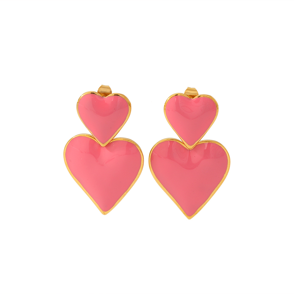 1 Paire De Boucles D'Oreilles Pendantes En Forme De Goutte D'Huile Colorée En Acier Inoxydable Plaqué Or , Élégantes Et À La Mode, Pour Bijoux Pour Femmes À Porter Au Quotidien Image4
