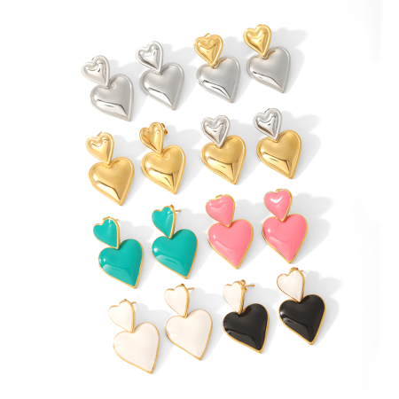 1 paire de boucles d'oreilles pendantes en forme de goutte d'huile colorée en acier inoxydable plaqué or , élégantes et à la mode, pour bijoux pour femmes à porter au quotidien 2