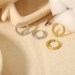 1 Paire De Boucles D'Oreilles Simples Et À La Mode En Acier Inoxydable Plaqué Or  À Motif De Diamant Géométrique Pour Bijoux Pour Femmes À Porter Au Quotidien h5 Image3