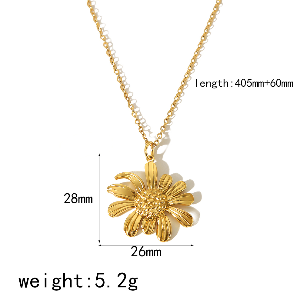 1 Pièce De Collier Pendentif Marguerite En Acier Inoxydable Plaqué Or  Élégant Et À La Mode Pour Femme À Porter Au Quotidien Image5