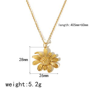 1 Pièce De Collier Pendentif Marguerite En Acier Inoxydable Plaqué Or  Élégant Et À La Mode Pour Femme À Porter Au Quotidien h5 Image5