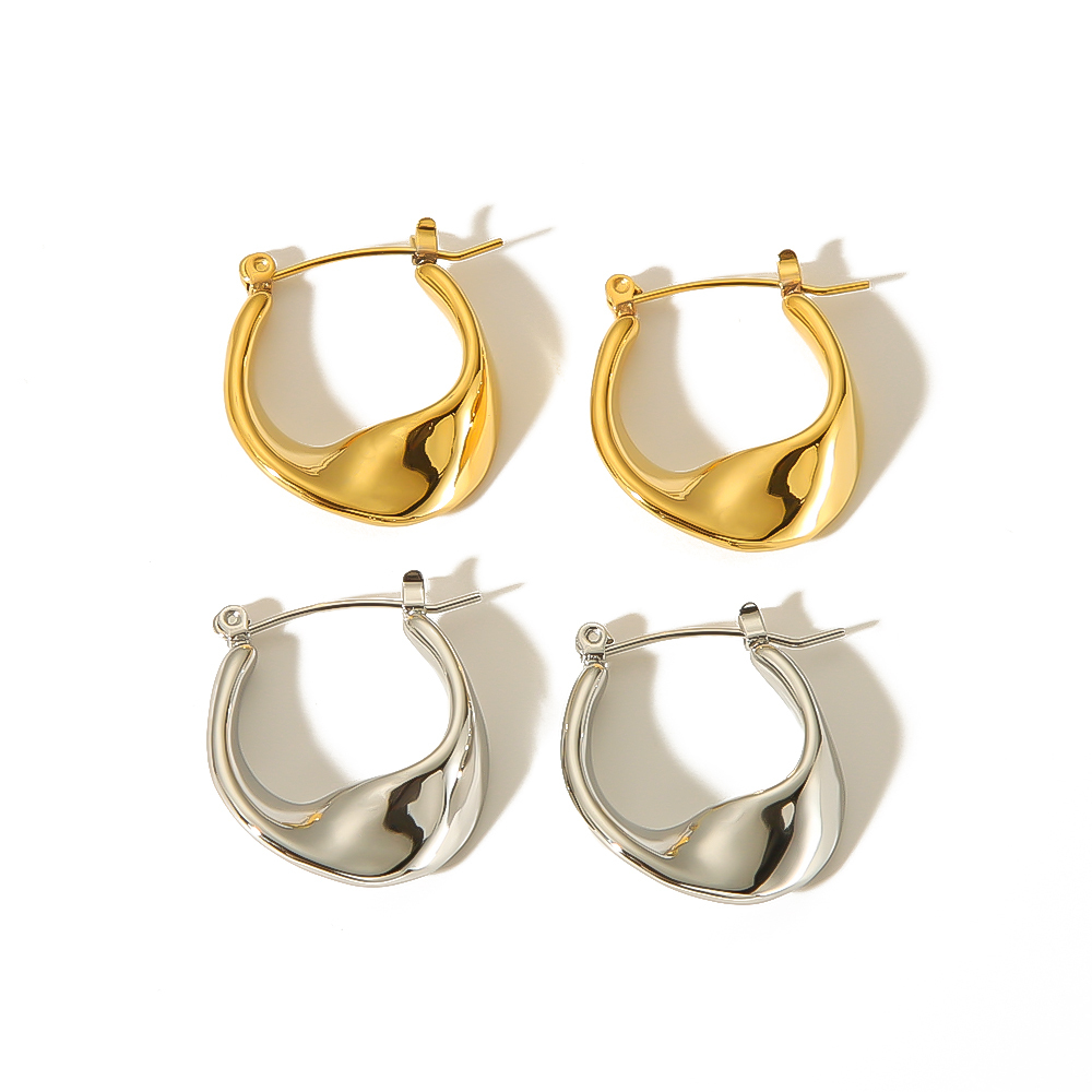 1 Paire De Boucles D'Oreilles Créoles Géométriques Torsadées Plaquées Or  Simples Et À La Mode Pour Bijoux Pour Femmes À Porter Au Quotidien Image5