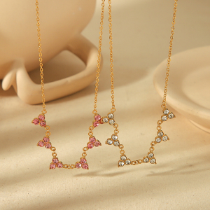 1 Pièce De Collier Triangle En Diamant En Acier Inoxydable Plaqué Or  Simple Et À La Mode Pour Femme À Porter Au Quotidien h5 Image4