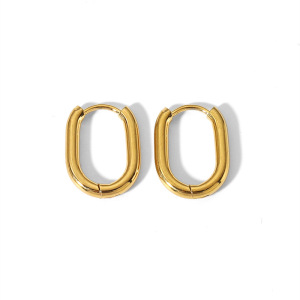1 Paire De Boucles D'Oreilles Créoles Rectangulaires Géométriques En Acier Inoxydable Plaqué Or , Simples Et À La Mode, Pour Bijoux Pour Femmes À Porter Au Quotidien h5 Image6