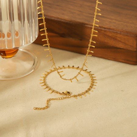 1 Pièce De Collier Chaîne Géométrique En Acier Inoxydable Plaqué Or  Simple Et À La Mode Pour Femme À Porter Au Quotidien