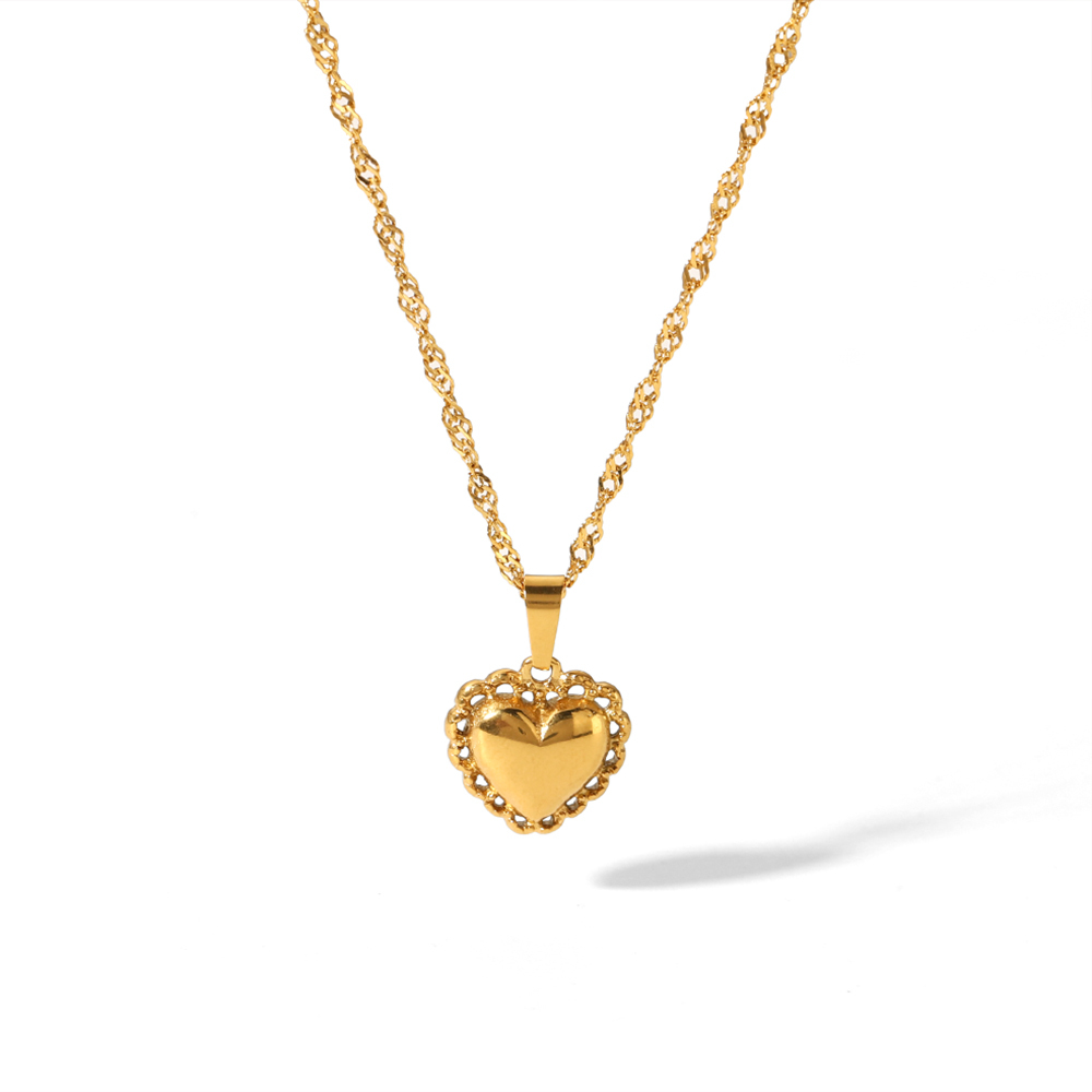 1 Pièce De Collier Pendentif Rond Géométrique Vintage Classique En Acier Inoxydable Plaqué Or  Avec Motif Rose D'Amour Pour Un Usage Quotidien Pour Femme Image6